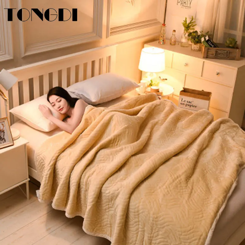 TONGDI теплое мягкое одеяло Raschel утолщенное тяжелое элегантное флисовое