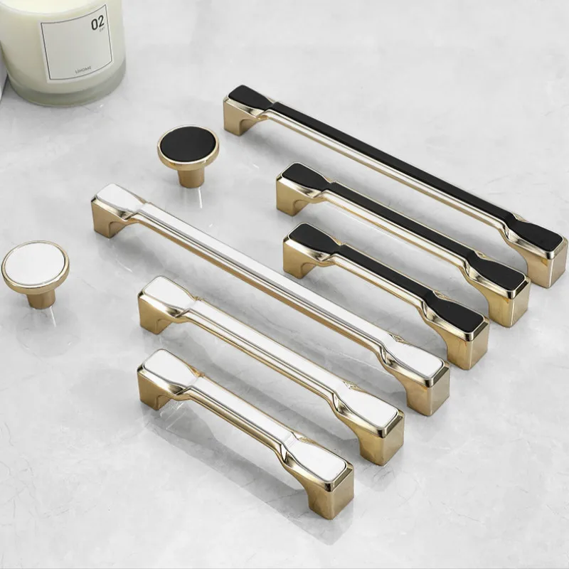 

JD Zinc Alloy Black Gold Kitchen Cabinet Handle Wardrobe Cabinet Knobs and Handles Solid Drawer Pulls Furniture Handle Hardware