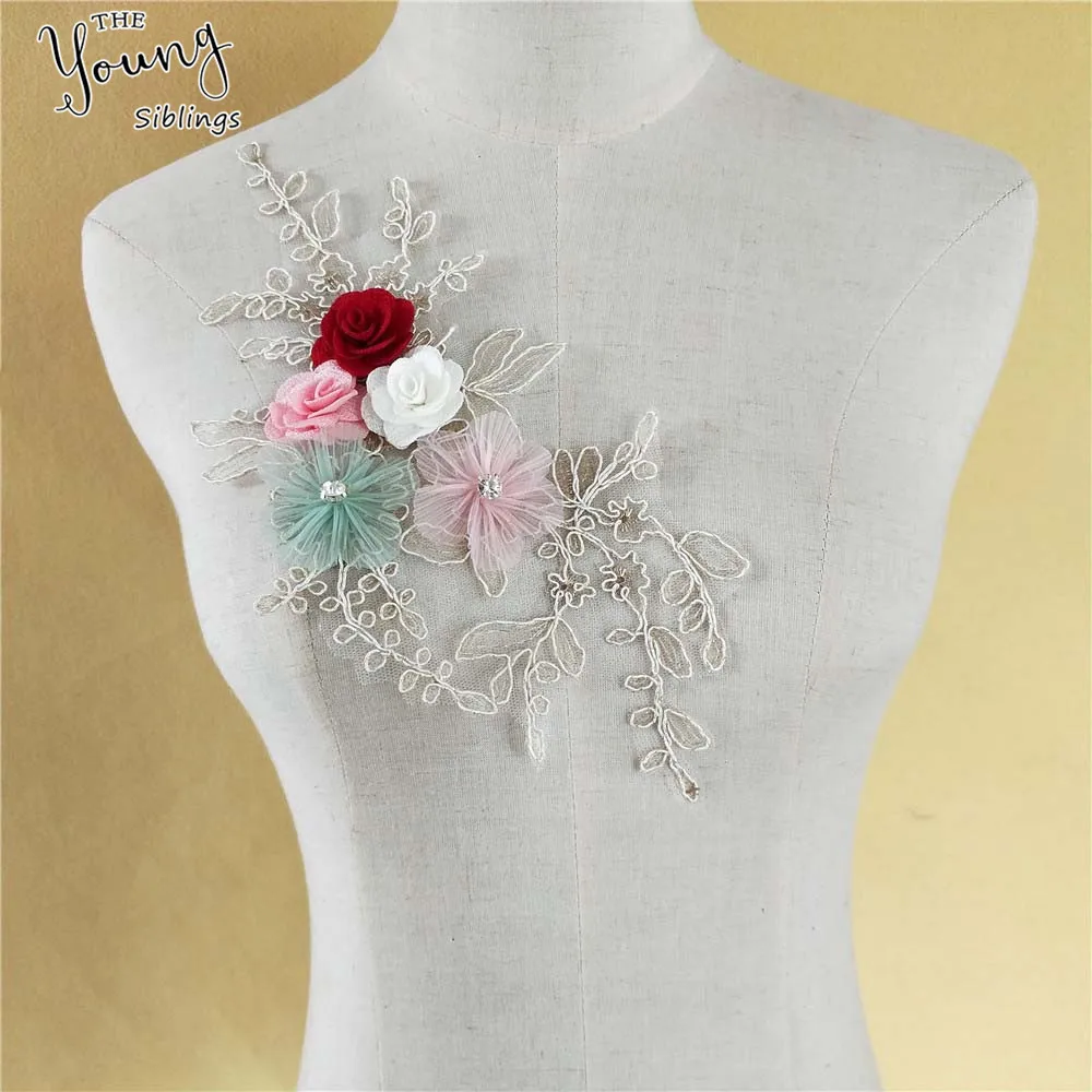 3D Цветочная вышивка кружевная ткань для шитья кружевной воротник сделай сам