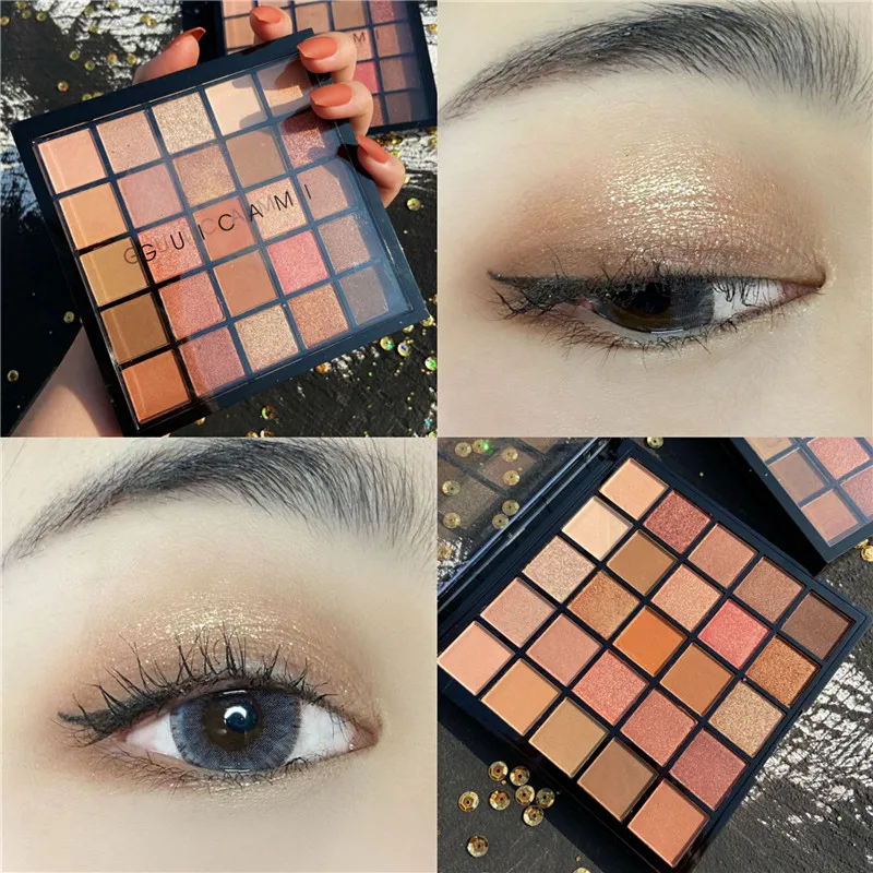 GUICAMI 25 Colors Matte Shimmer Nude Eyeshadow Powder Makeup Palette Eye Pigmented Make Up New Warm Earth Color |