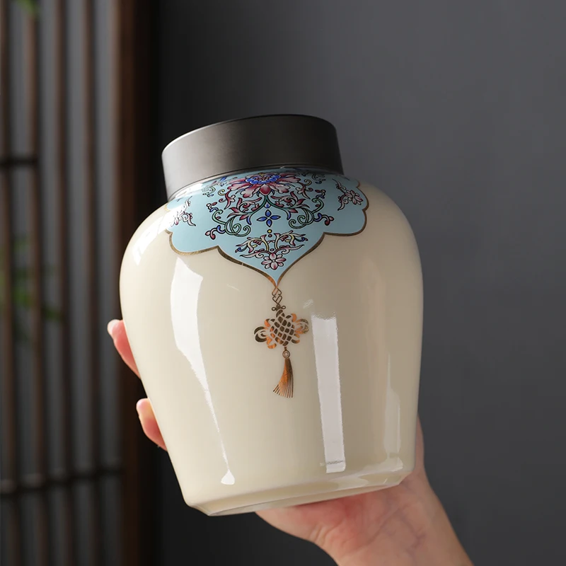 

Chinese Coffee Tea Storage Jar Seal Large Vintage Jasmine Kitchen Tea Canister Home Smell Proof Box Thee Doosjes Tea Set 50CYG