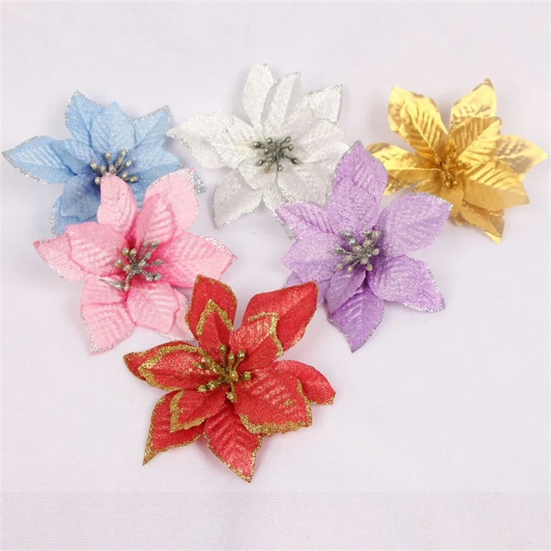 

Glitter Large Artificial Flowers Christmas Tree Decoration Merry Christmas Ornaments Christmas Decorations for Home