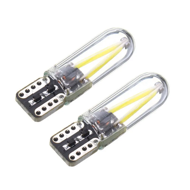 

Durable 2PCS Glass Plate Light Bulb Interior Lamp Glass lens T10 194 168 W5W COB LED 8V-28V White Crystal Instrument lights