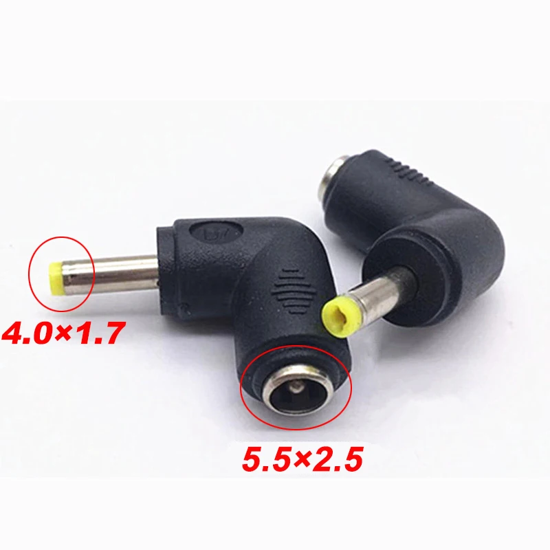DALCAN 1PCS DC Connector 5.5 x 2.5mm Female to 4.0×1.7mm Male Converter Laptop Power Adapter 90 degree 5.5×2.5mm 4.0×1.7mm. |