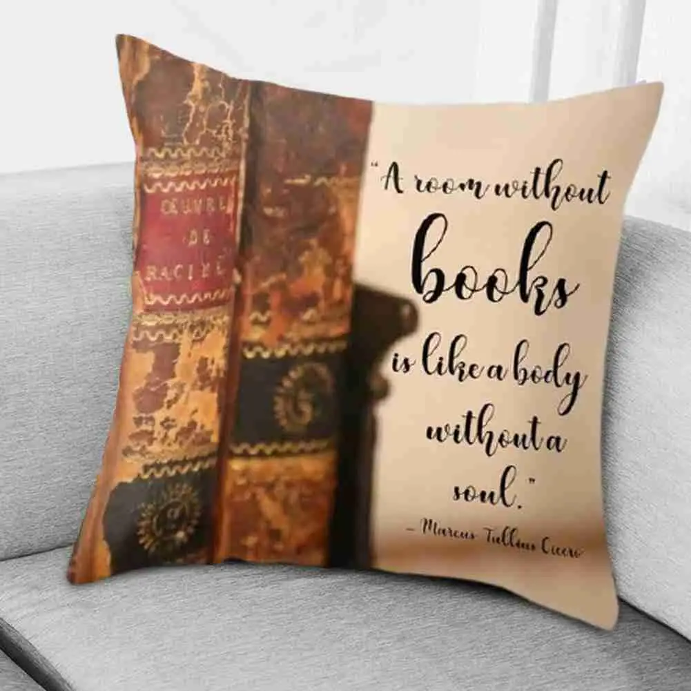 

Retro Books Library Pattern Series Pillow Case Office Cushion Car Sofa Cover Waist Decorative Bedroom Living Room Pillowcas O9S9