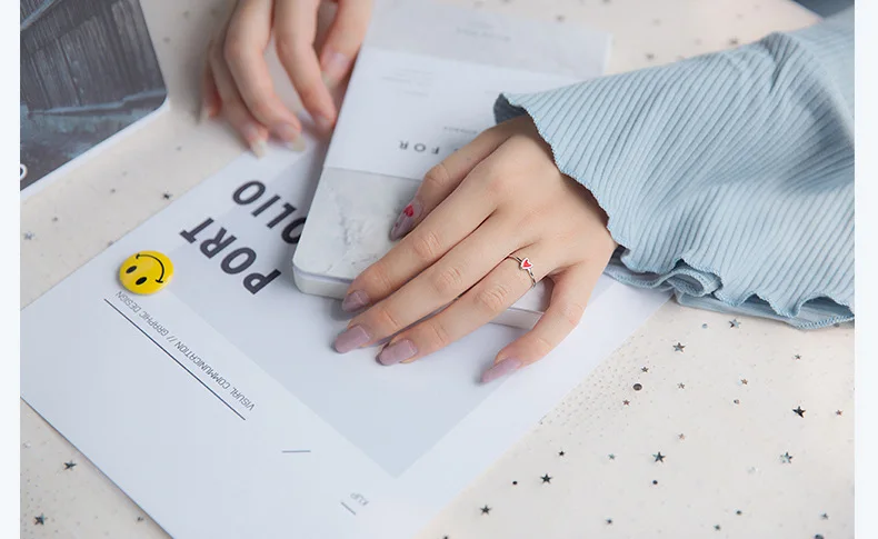 

DIEERLAN Personality 925 Sterling Silver Red Heart Rings For Women Wedding Jewelry Adjustable Antique Finger Ring Anillos