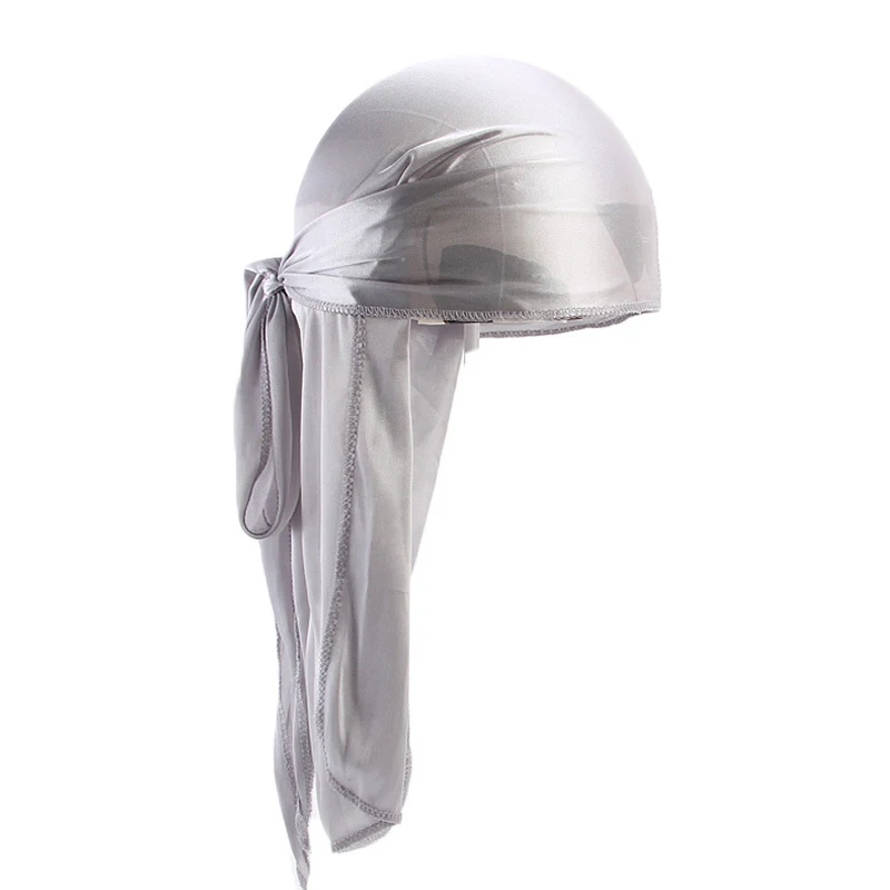 

Fashion Men's Satin Durags Bandanna Turban Wigs Pirate Hat Men Silky Durag Headwear Headband #7