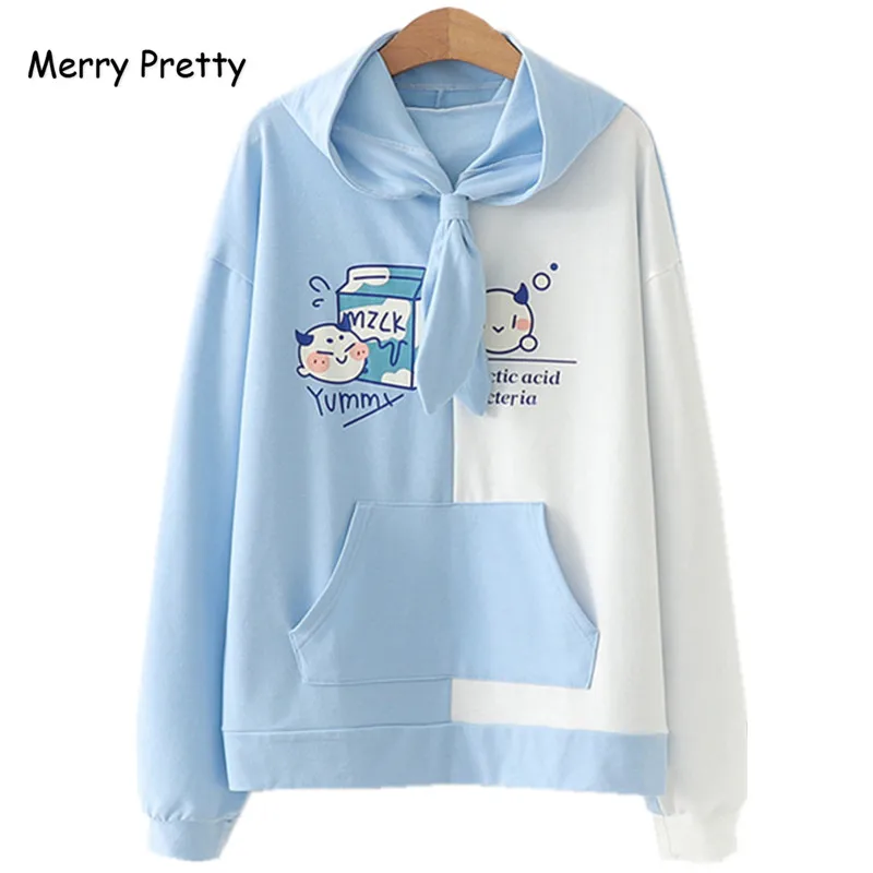 Женский свитшот с капюшоном Merry Pretty розовый мультяшным принтом и длинным рукавом