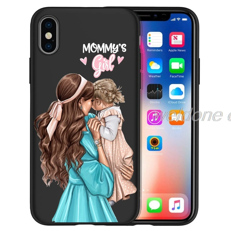 Модный чехол для телефона Super Mom baby girl для iPhone 11 Pro Max XS Max XR X 8 6S 7Plus 5s черный мягкий силиконовый чехол для телефона Etui