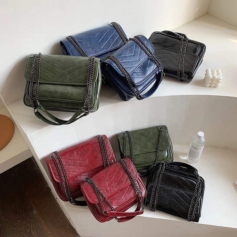 

New Designer Sling Shoulder Bags Handbags For Women Fashion PU Leather Crossbody Bag Ladies Chain Purses