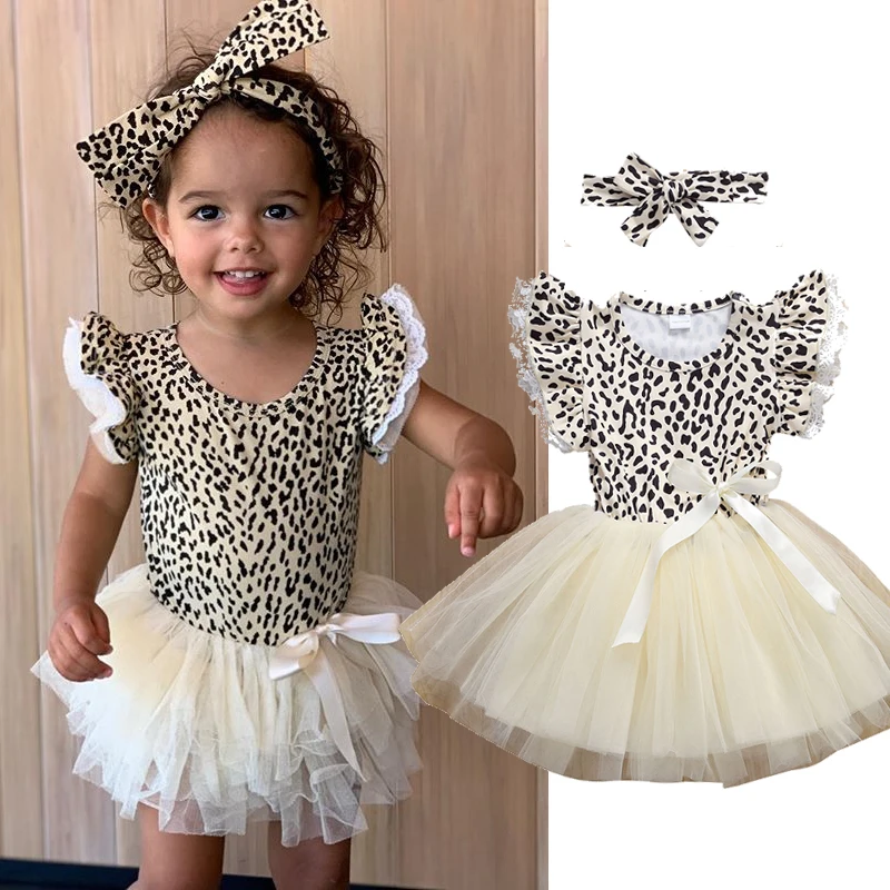 2020 Toddler Baby Girl Fashion Leopard Printing Dress Kids Short Sleeve Skater Pleated sundress Princess Party Outfit Dresses | Детская