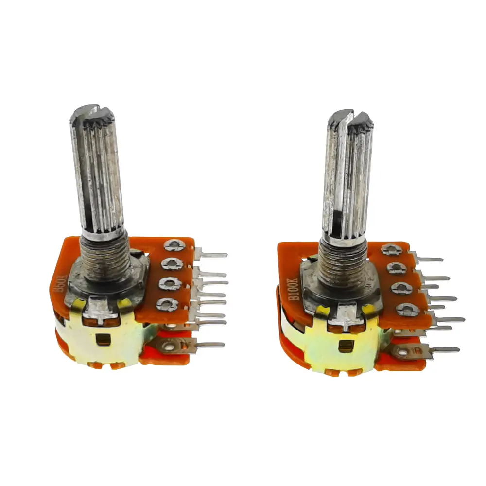 

5PCS WH148 25MM 16 type sound volume potentiometer double 8 feet with center tap B50K B100K 50K 100K RH2702
