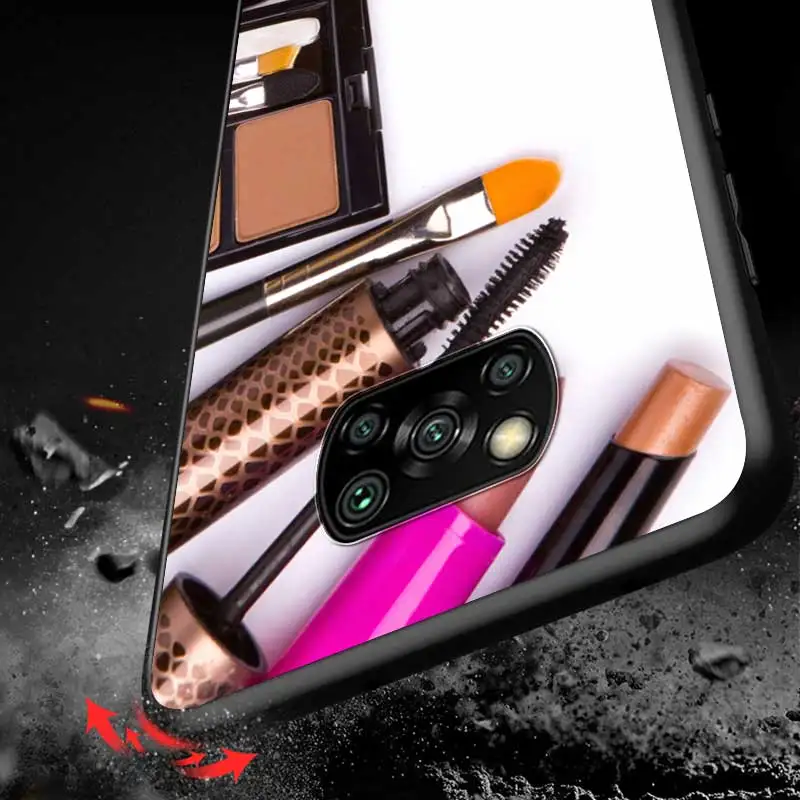 

Fashion make up brush For Xiaomi Redmi K30 K30S Mi 10T Lite Pro Poco X3 NFC X2 M3 M2 F2 Pro C3 F1 Soft Black Phone Case