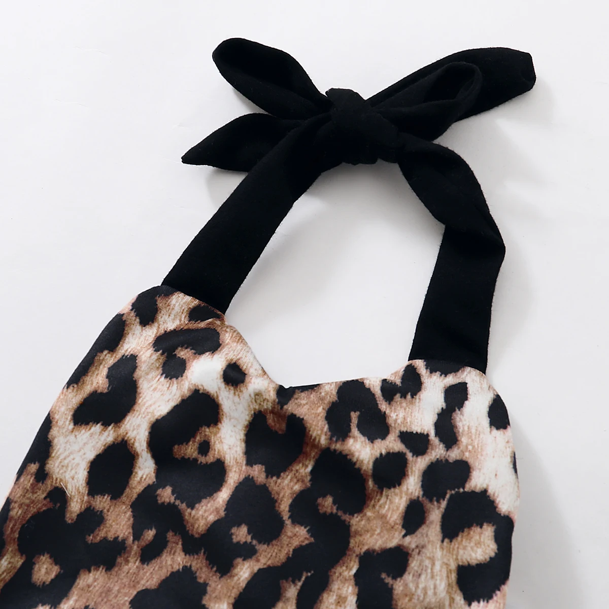 

Baby Girls Casual Romper, Black Leopard Printed Pattern Sleeveless V-neck Siamese Dress