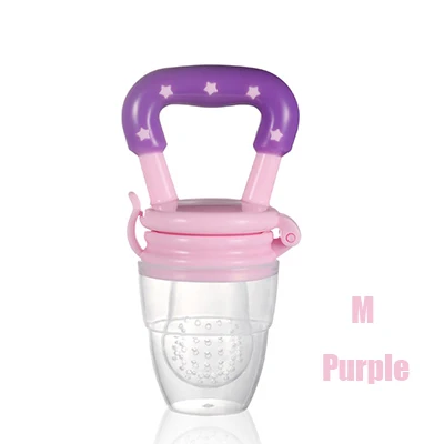 Purple M Обучающая ручка для кормления бутылочка, силиконовый инструмент для кормления ребенка, соска для кормления ребенка, устройство для кормления, фруктовая свежая еда, Детская соска для кормления - Цвет: Purple M