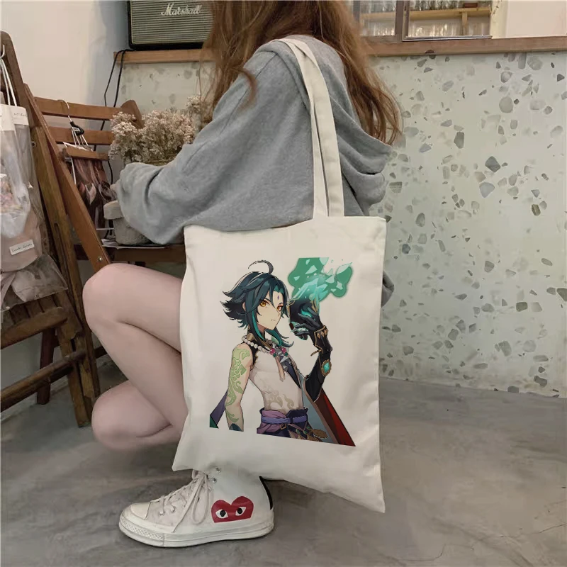 

Hot Game Genshin Impact XIAO Canvas Anime Bag Harajuku Tote Bag Shopper Large Capacity Women Bag Casual Shoulder Bag Handbag