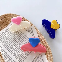 acrylic heart hair claw clips korean vintage ins geometric small size colorful clamps grab crabs women hair accessories
