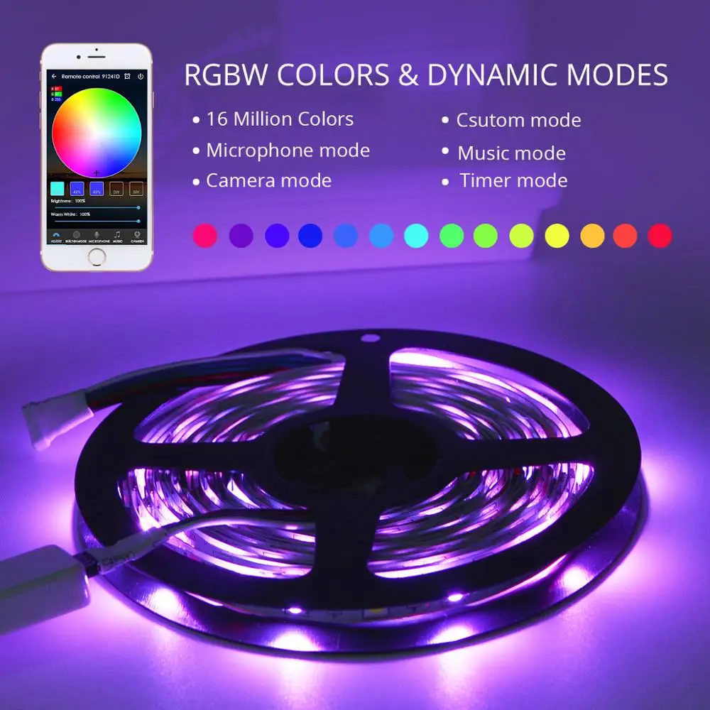 12 В RGB RGBW rgbww Wifi Светодиодная лента 5050 60 Светодиодный s/M Гибкая лампа лента с адаптером 12 В Комплект для домашнего освещения