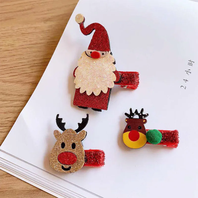 Милые заколки для волос в Корейском стиле девочек Простые рождественские