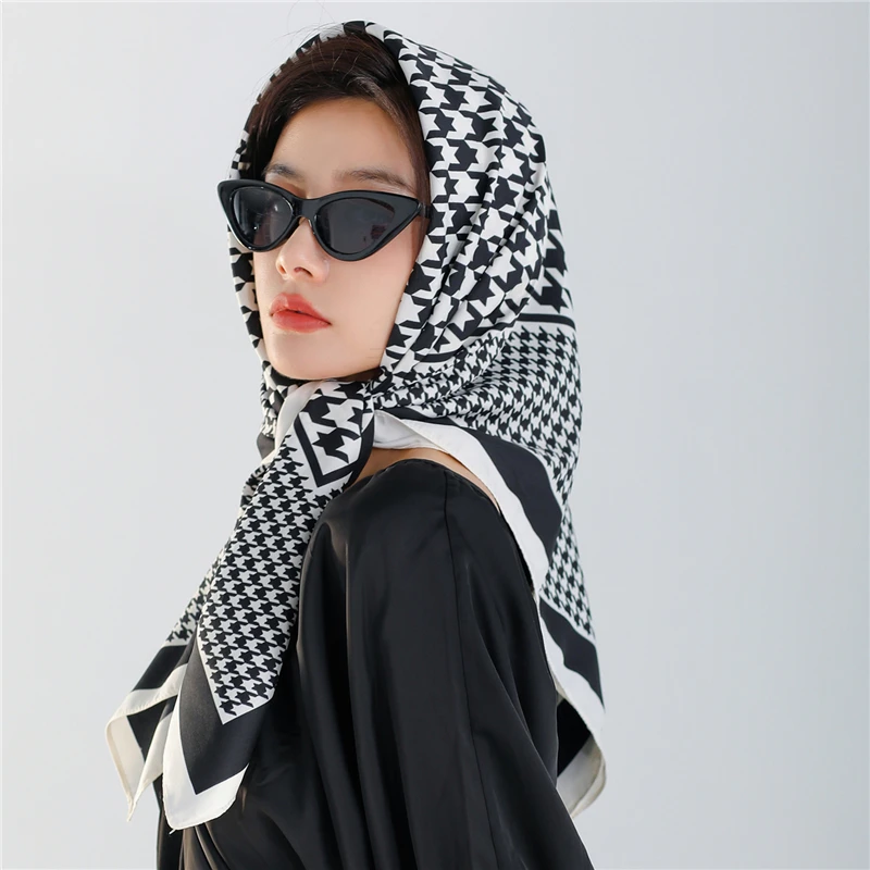 

Luxury Brand Square Scarf Hijab Women Twill Silk Bandana Muffler Muslim Headband Shawl Wrap Fashion Neckerchief Foulard Turban