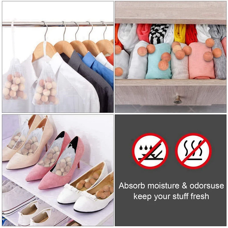 

Cedar Balls for Clothes Storage 48PCs with 2 Satin Bags with 10Pack Cedar Sachets Bags