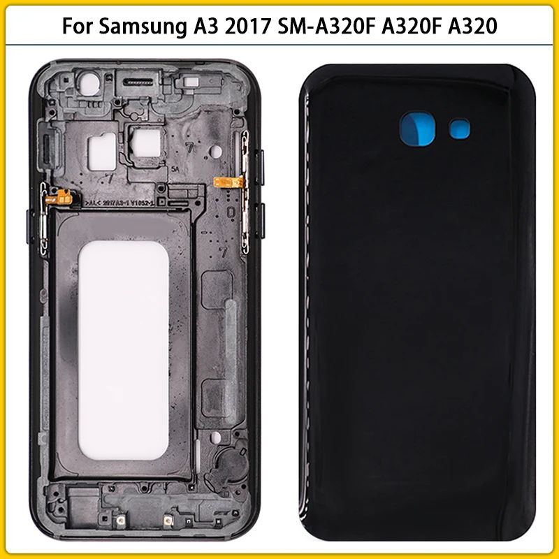 Новый A320 полный корпус для Samsung A3 2017 SM-A320F A320F средняя рамка корпуса ЖК-дисплей с
