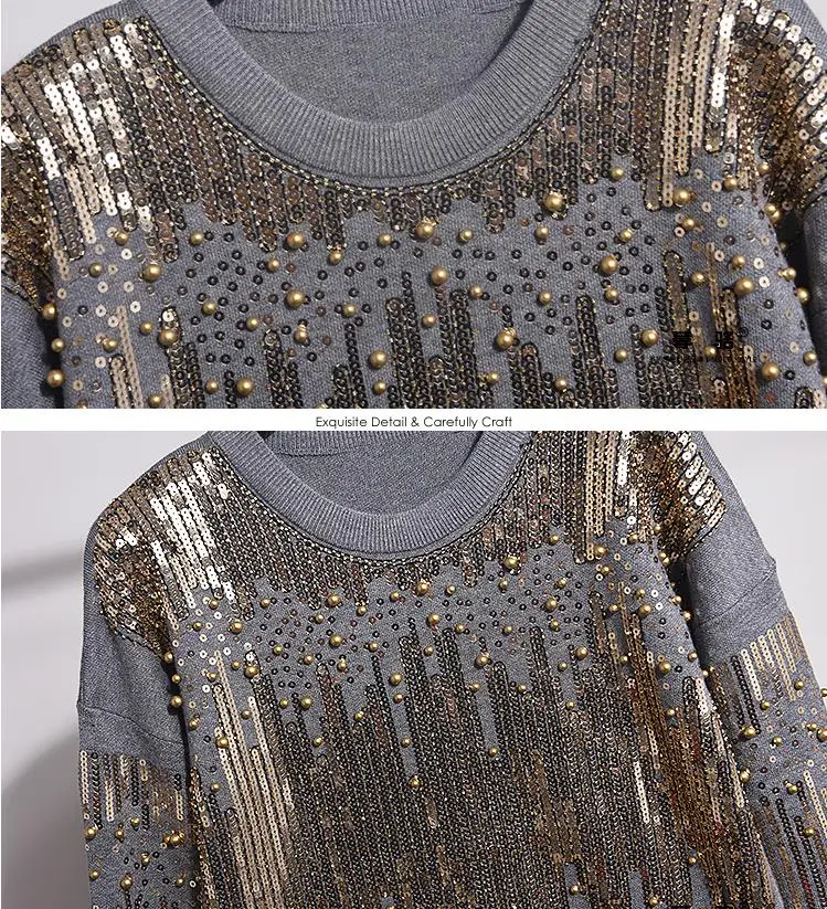 Осенний спортивный костюм женские комплекты вышивка пайетками длинный рукав