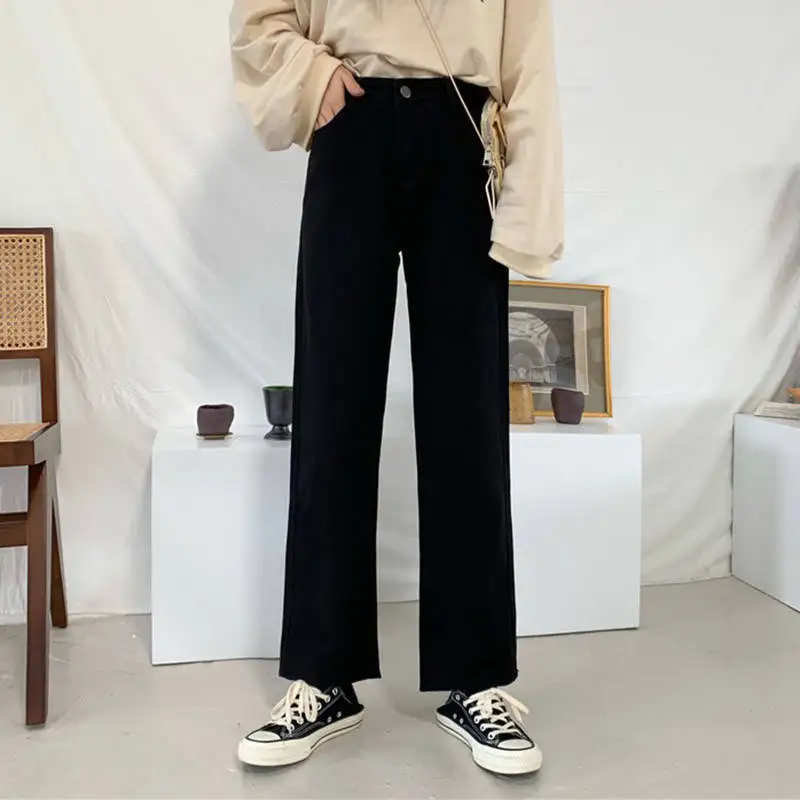 

Spring and summer Korean strange taste girls' pants students' versatile loose straight jeans casual pants show the trend of thin