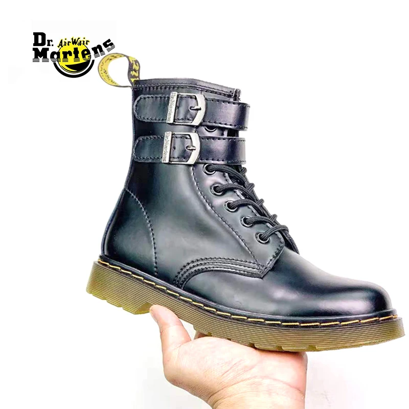 

Dr.Martens Men and Women Double Breasted Strap Buckle with Side Zipper Doc Martin Ankle Boots Unisex Durable Casual Shoes 36-45
