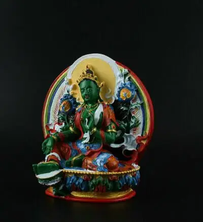 Коллекция китайской тибетской буддистской смолы цветной рисунок Зеленая Тара