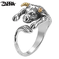 zabra men tail ring 925 sterling silver bull cow hip hop punk rings for women jewelry adjustable size 7 9