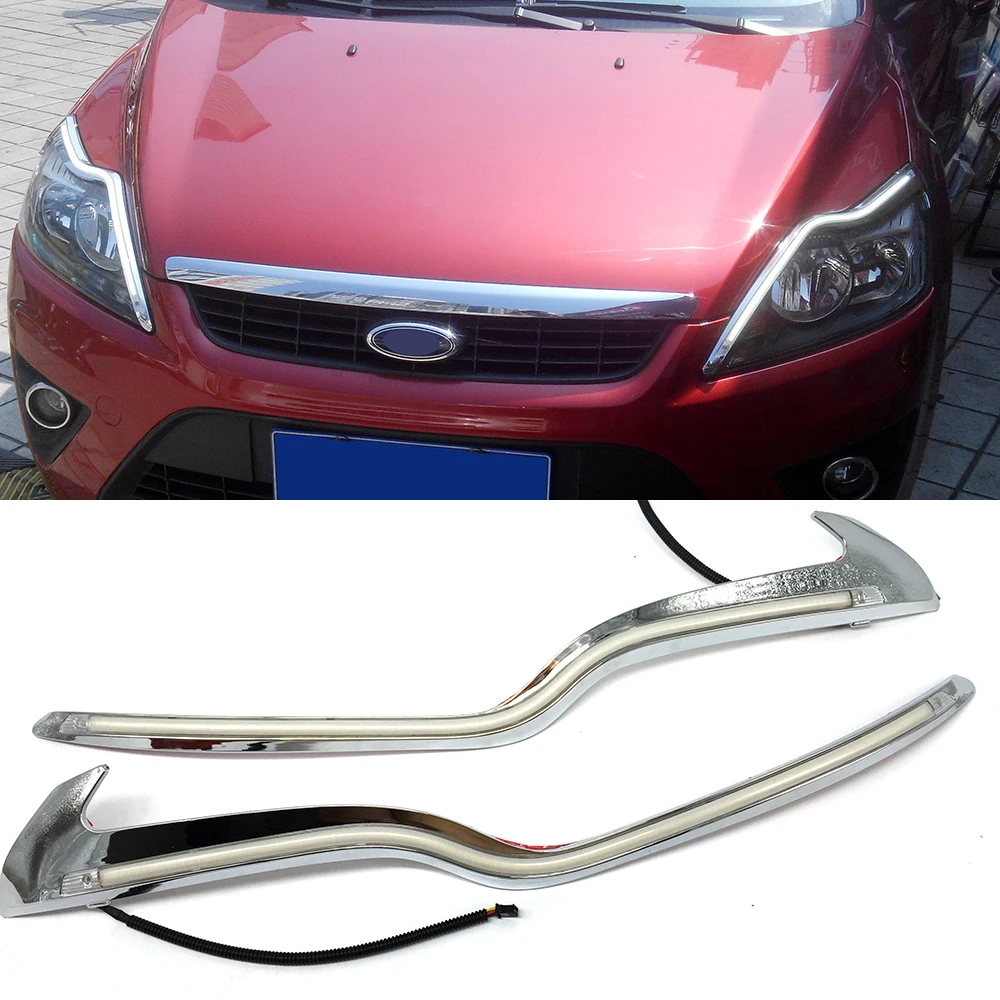 2 шт. для Ford Focus 2 MK2 2009 2010 2011 светодиодный фонарь для автомобиля украшение фар желтый указатель поворота DRL светодиодный фонарь дневного света