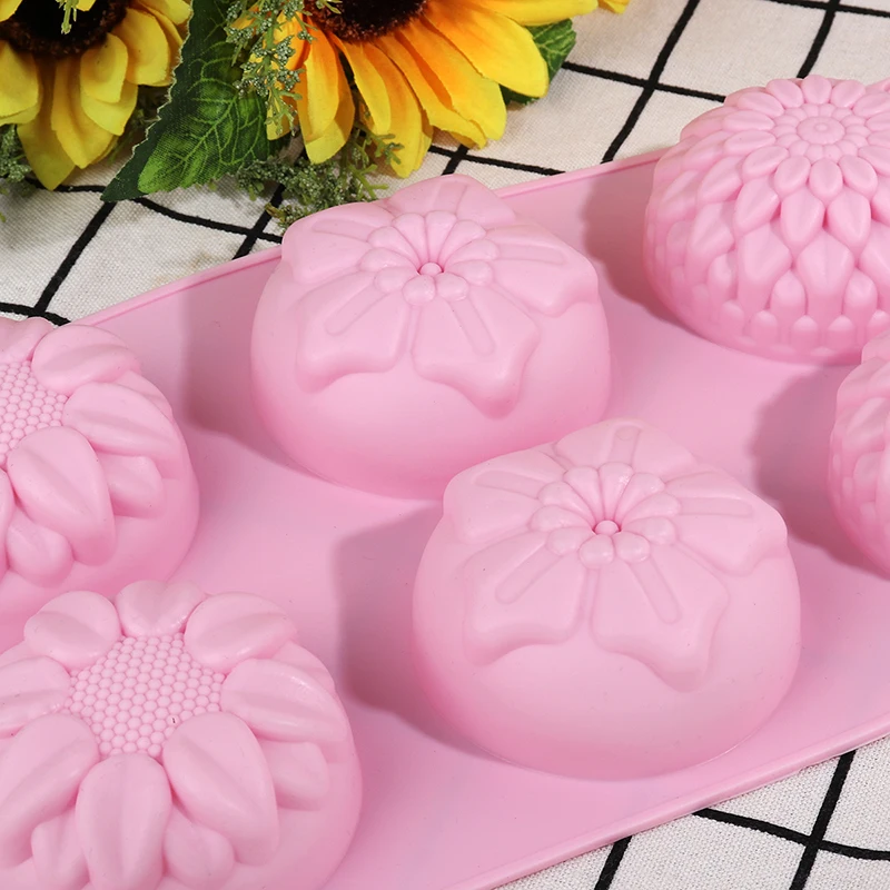 Форма для мыла в форме цветка из силикона 6 отверстий случайный цвет сделай сам