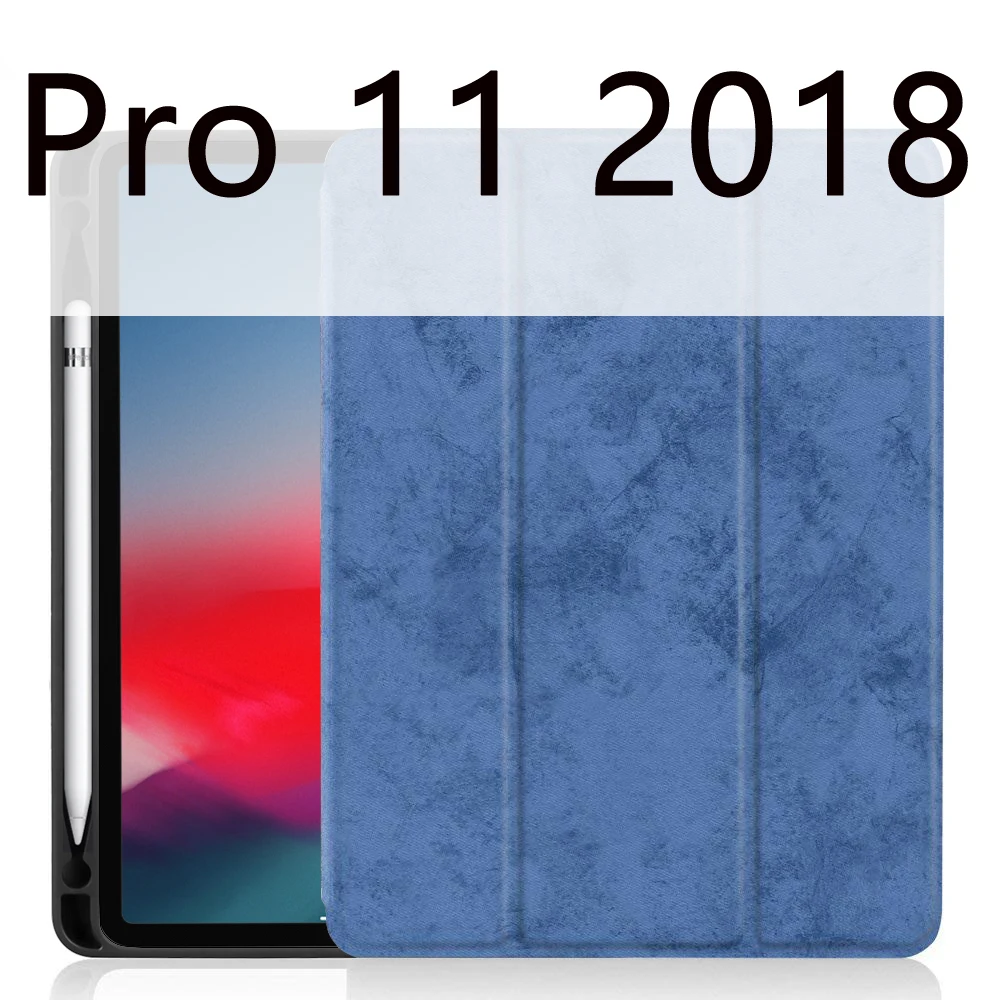 Blue 11 Чехол для iPad Pro 11 с держателем-карандашом для iPad 9,7 чехол мягкий силиконовый задний умный чехол для iPad 9,7 Funda Coque - Цвет: Blue 11