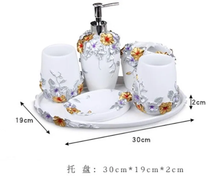 Каучука и Романтический Ванная комната 5 шт. в наборе с подносом европейском
