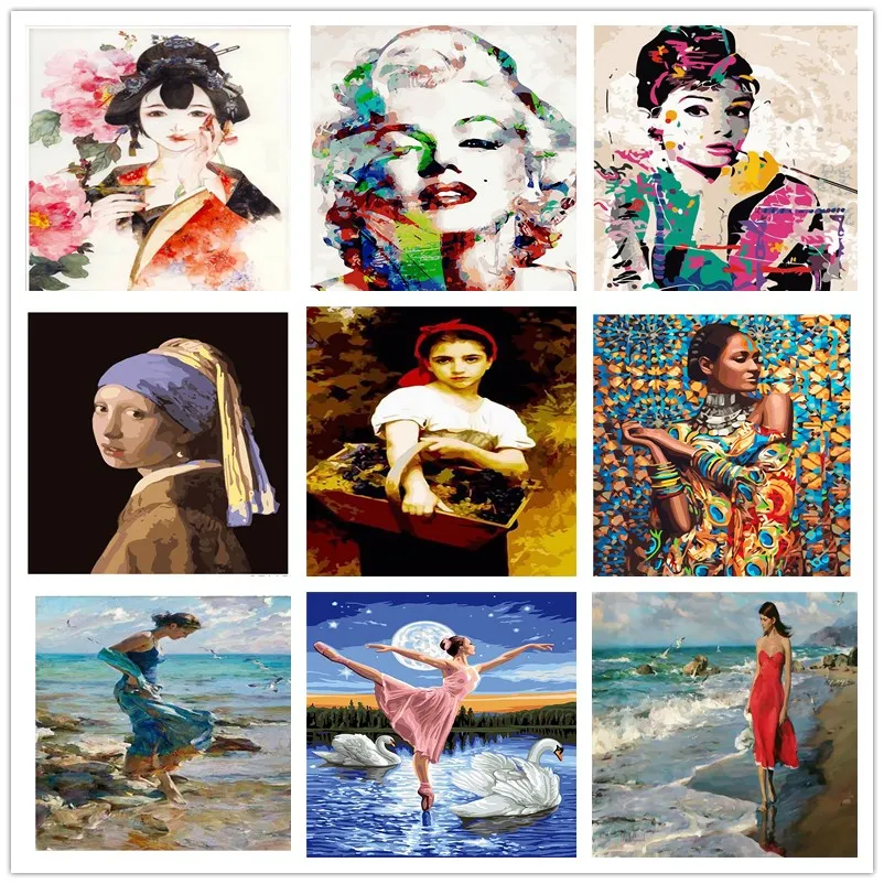 DIY цифровая картина маслом с изображением персонажа красоты современный простой