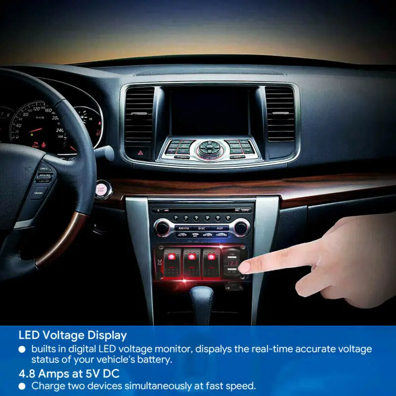 12 В/24 В 4 банды тумблер кулисный переключатель панель с USB интерфейсом