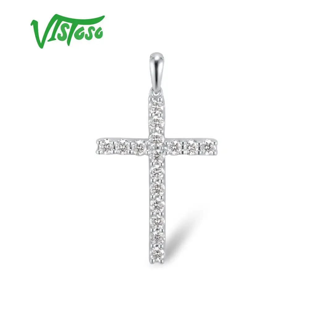 Женский классический кулон с бриллиантами VISTOSO из белого золота 14 к 585 пробы