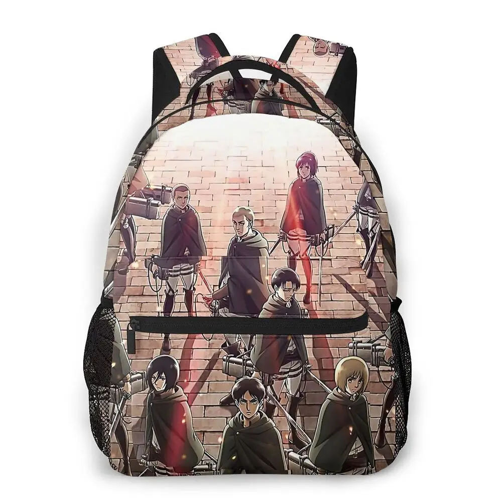 

Team Backpack for Girls Boys Travel Rucksack Attack On Titan Eren Mikasa Levi Anime Backpacks for Teenage