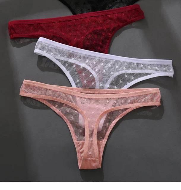 S-XL Sexy G String Thong Mesh Perspective Women Panties Low Waist