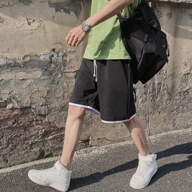 

Летние мужские пляжные шорты контрастных цветов, спортивные штаны, мужские повседневные модные шорты до колен, мужские пляжные шорты с завя...