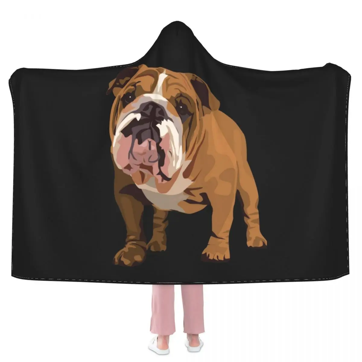 

Bulldog Blanket Animal Lover Pet Soft Fashion Hooded Bedspread Cozy Fleece All Weather Blanket