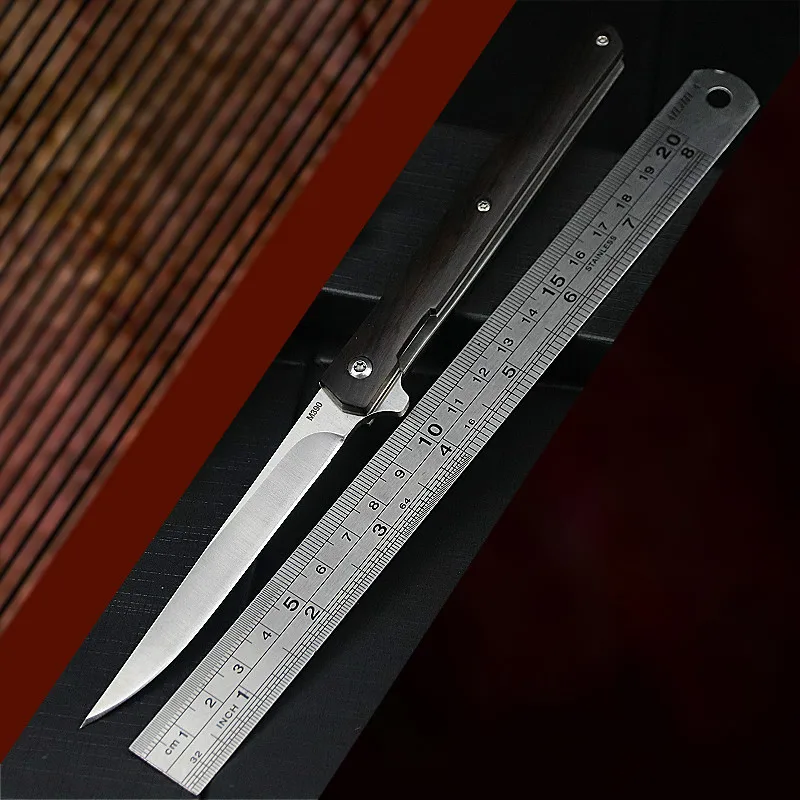 Складной нож с ручкой из черного дерева легкий портативный складной