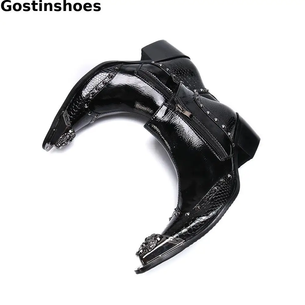 Мужские рабочие ботинки без шнуровки на боковой молнии модельные из натуральной