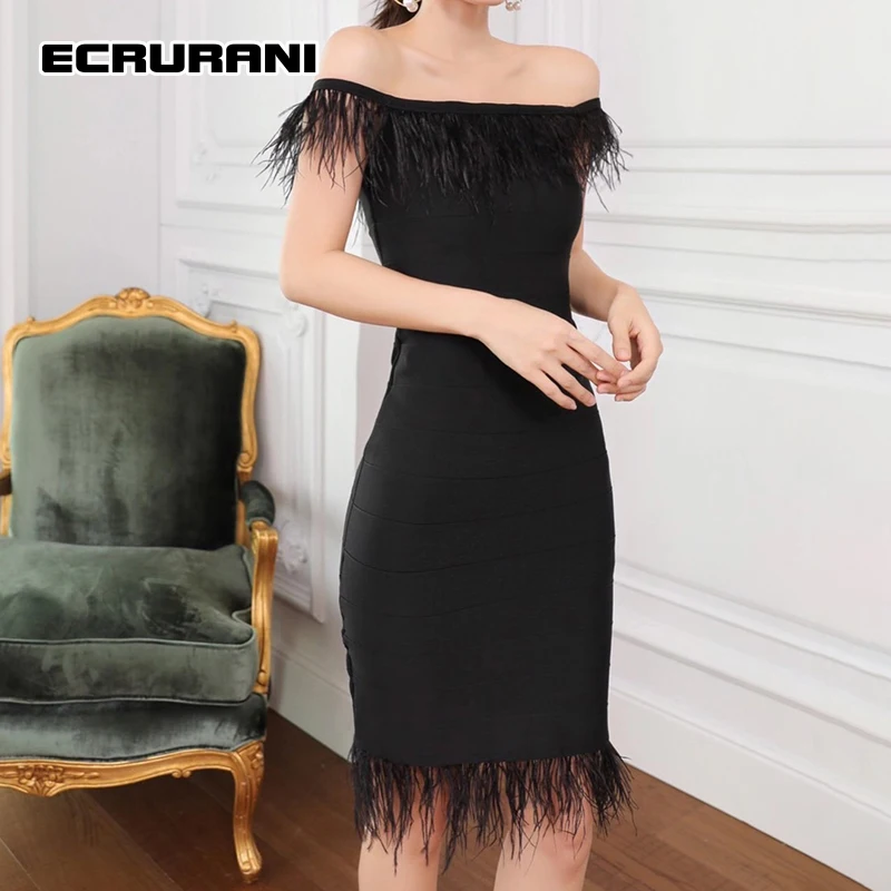 

ECRURANI Temperament Dress For Women Slash Neck Sleeveless Elegant Solid Tunic High Waist Slim Dresses Female Summer 2021 Style