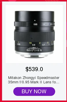Объектив Mitakon Zhongyi Speedmaster 35 мм f/0,95 II для Fujifilm XF X T2 T3 или Canon EOS M M5 M50 M6 или sony E A6300, серебристая версия