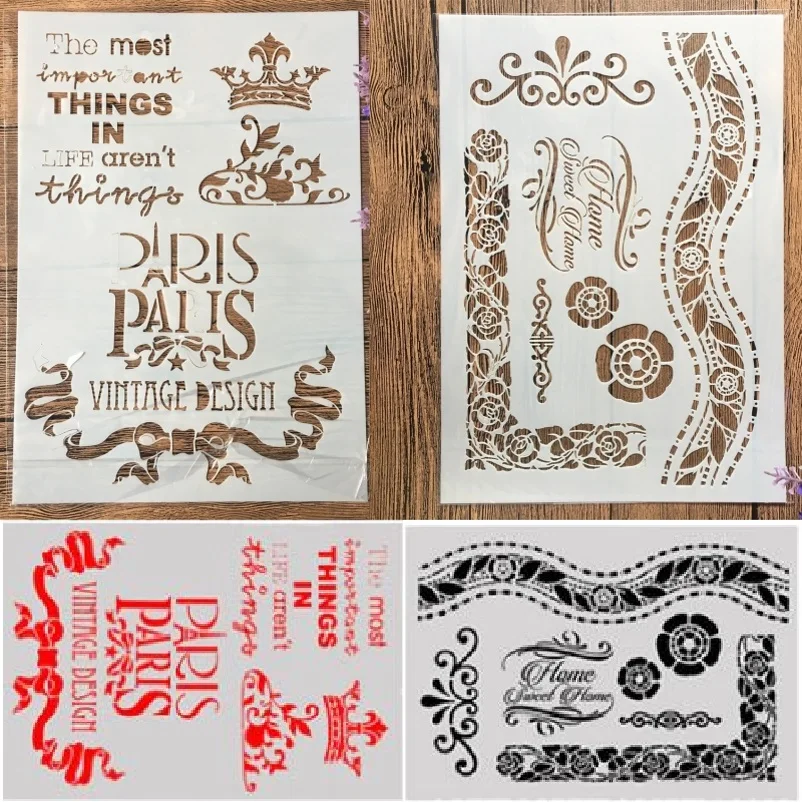 

2 шт./лот A4 французские слова «сделай сам» слойные трафареты живопись Скрапбукинг тиснение альбом Бумажный шаблон