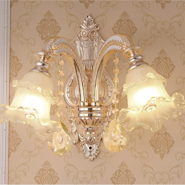 

European Crystal Wall Lamps American LED Modern K9 Crystal Wall Lights Fixture Home Decoration Indoor Lighting 1-2 Lamp