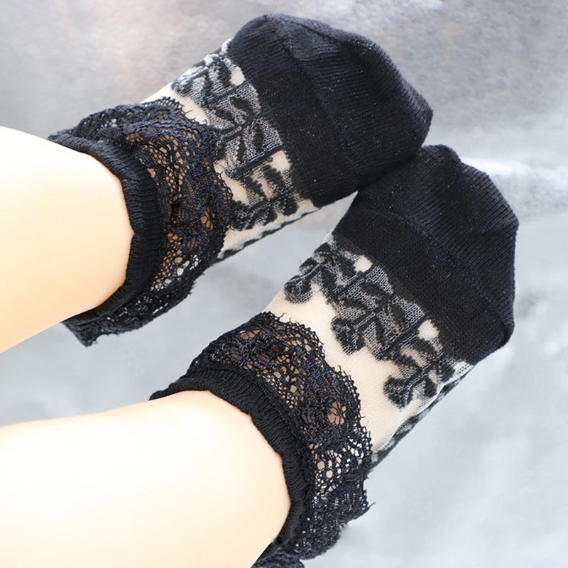 Calcetines de verano para beb&eacute; reci&eacute;n nacido, de encaje, con lazo, Princesa de flores, suaves, de Color s&oacute;lido-3