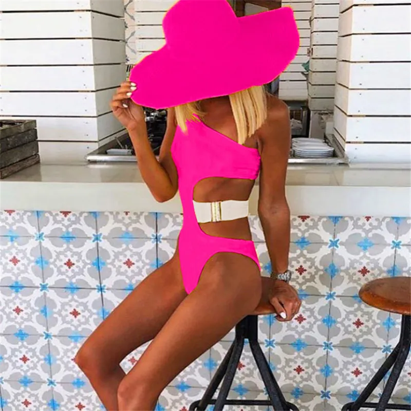Женское пикантное бикини 2020 купальник с высоким вырезом Цельный ремнем на одно